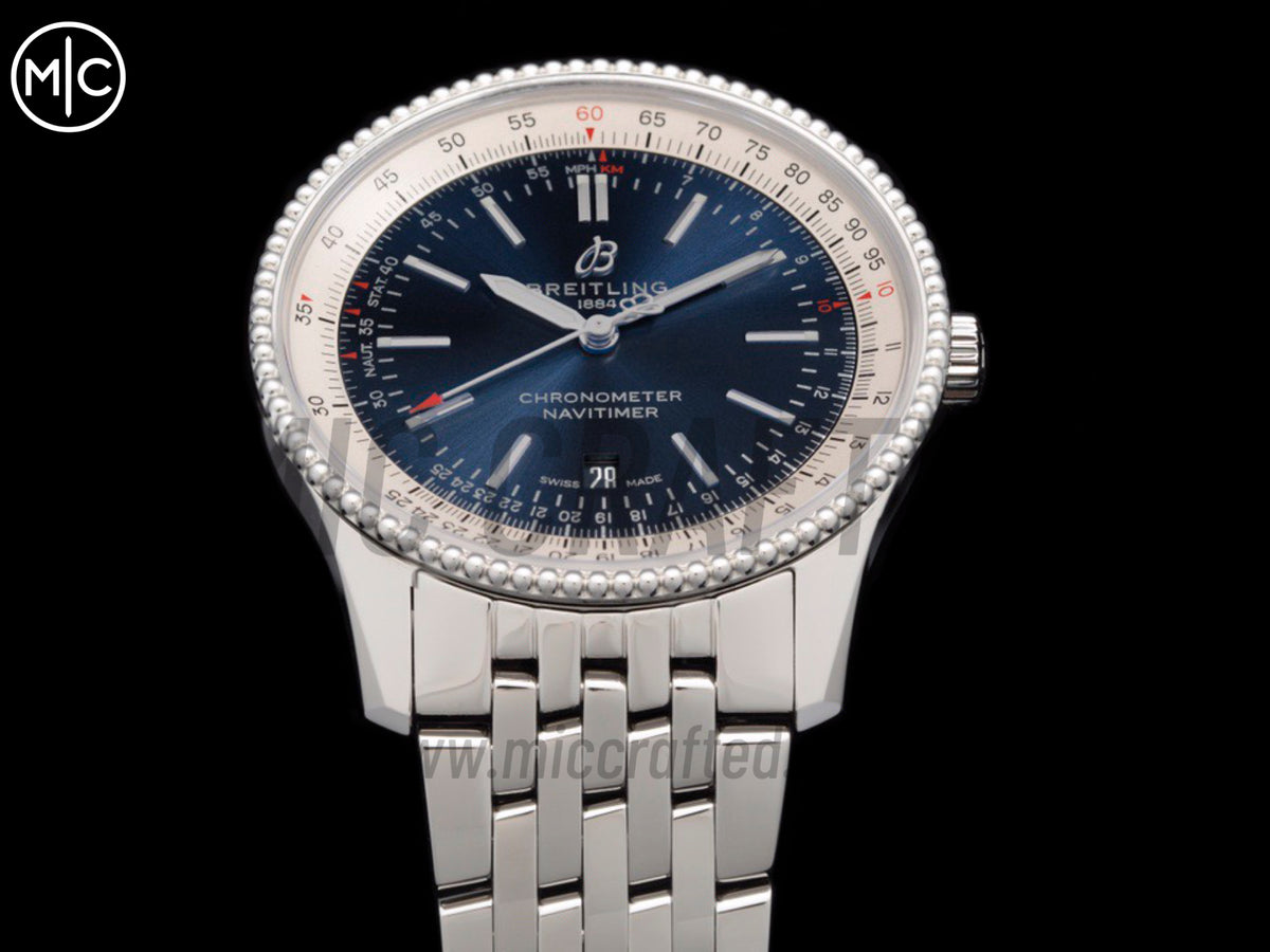 Navitimer 41mm Date SS Blue Dial on SS Bracelet – Premium Edition