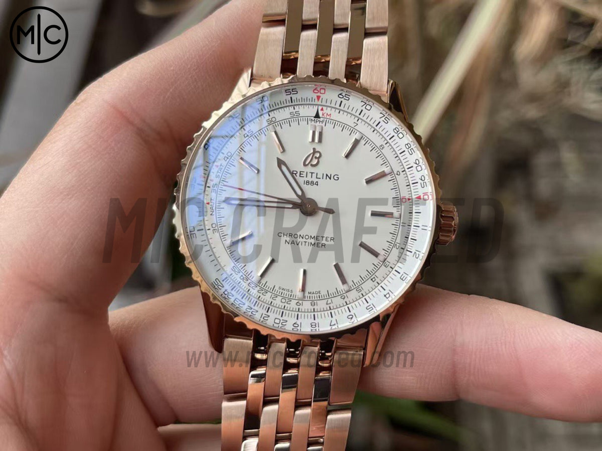 Navitimer Automatic 41mm RG 白色錶盤配 RG 錶鏈 – Premium Edition