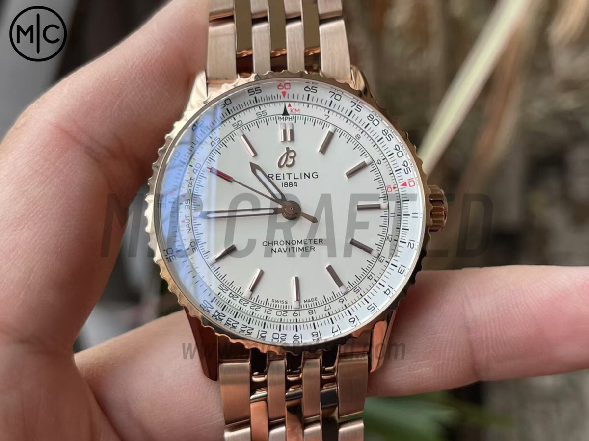 Navitimer Automatic 41mm RG 白色錶盤配 RG 錶鏈 – Premium Edition