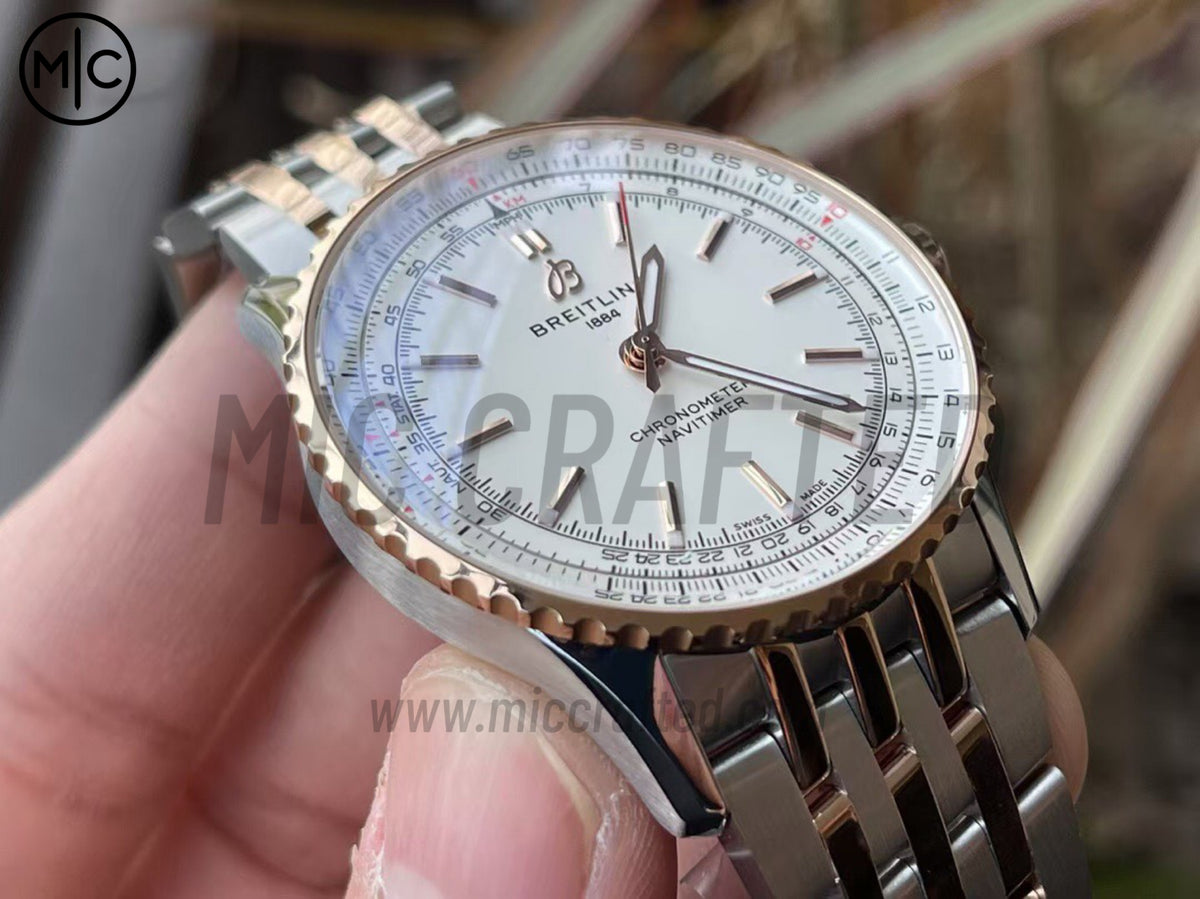 Navitimer Automatic 41mm SS/RG White Dial on SS/RG Bracelet – Premium Edition