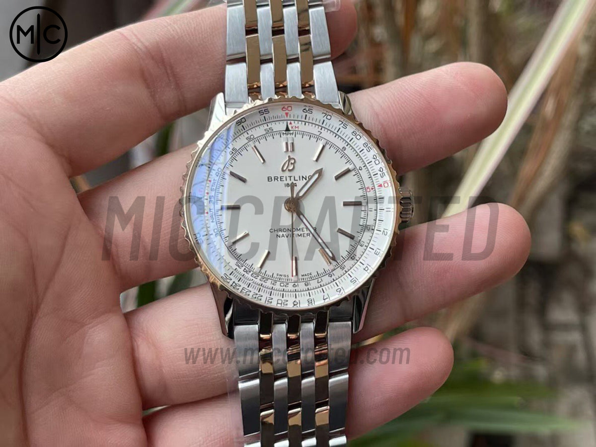 Navitimer Automatic 41mm SS/RG White Dial on SS/RG Bracelet – Premium Edition