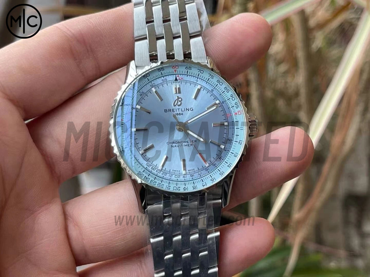 Navitimer Automatic 41mm SS 冰藍色錶盤配 SS 錶鏈 – Premium Edition