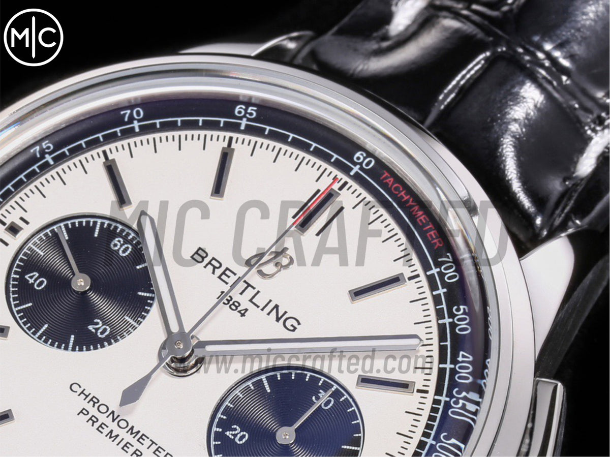 Premier B01 Chrono SS 42mm 白色/黑色錶盤配黑色皮革錶帶 – Premium Edition