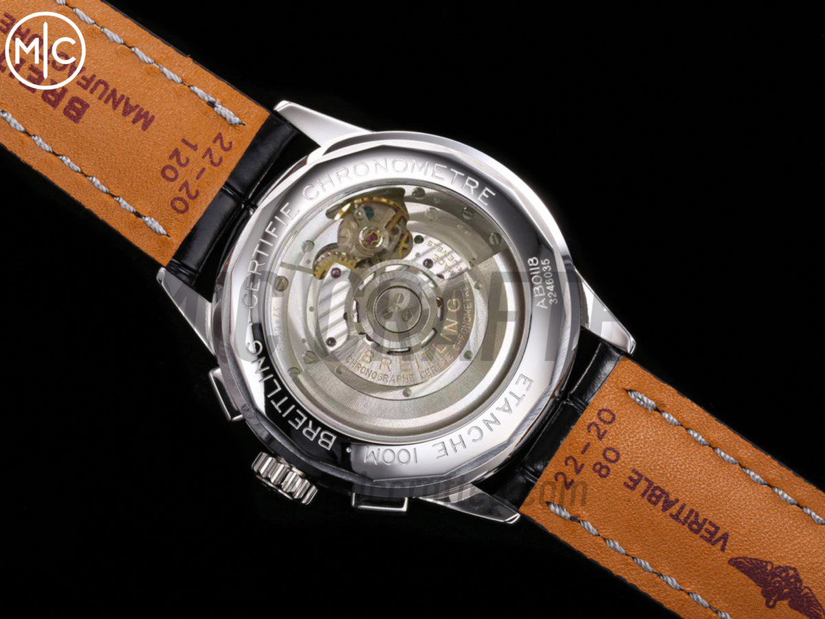 Premier B01 Chrono SS 42mm 白色/黑色錶盤配黑色皮革錶帶 – Premium Edition