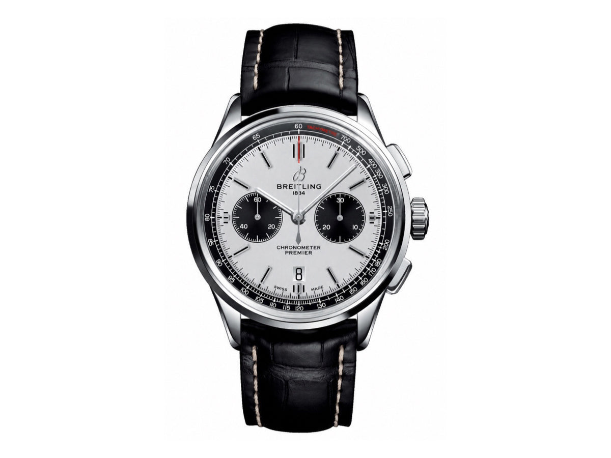 Premier B01 Chrono SS 42mm 白色/黑色錶盤配黑色皮革錶帶 – Premium Edition