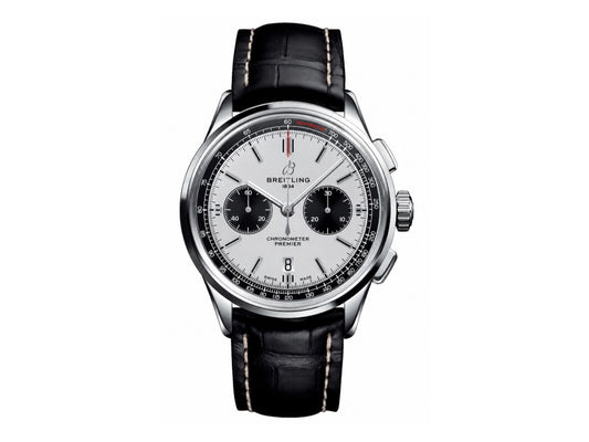 Premier B01 Chrono SS 42mm 白色/黑色錶盤配黑色皮革錶帶 – Premium Edition