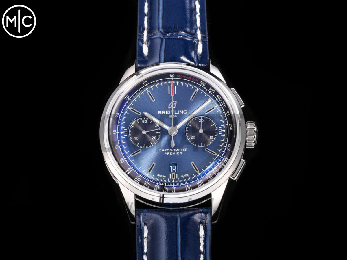 Premier B01 Chrono SS 42mm 藍色/黑色錶盤配藍色皮革錶帶 – Premium Edition
