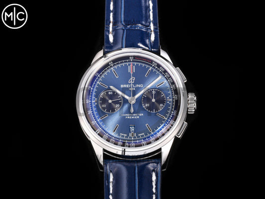 Premier B01 Chrono SS 42mm 藍色/黑色錶盤配藍色皮革錶帶 – Premium Edition
