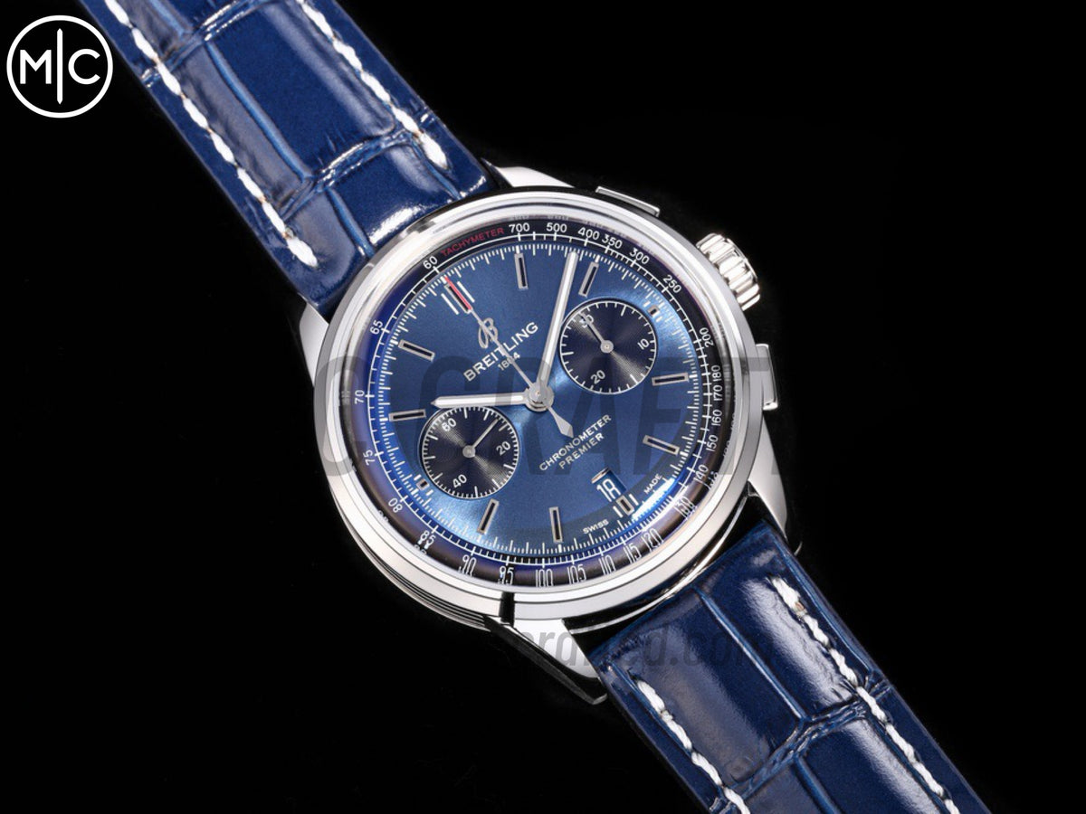 Premier B01 Chrono SS 42mm 藍色/黑色錶盤配藍色皮革錶帶 – Premium Edition