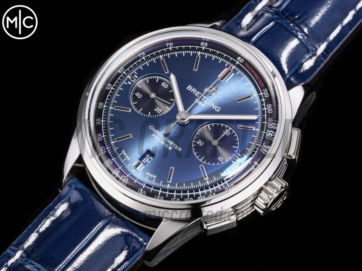 Premier B01 Chrono SS 42mm 藍色/黑色錶盤配藍色皮革錶帶 – Premium Edition