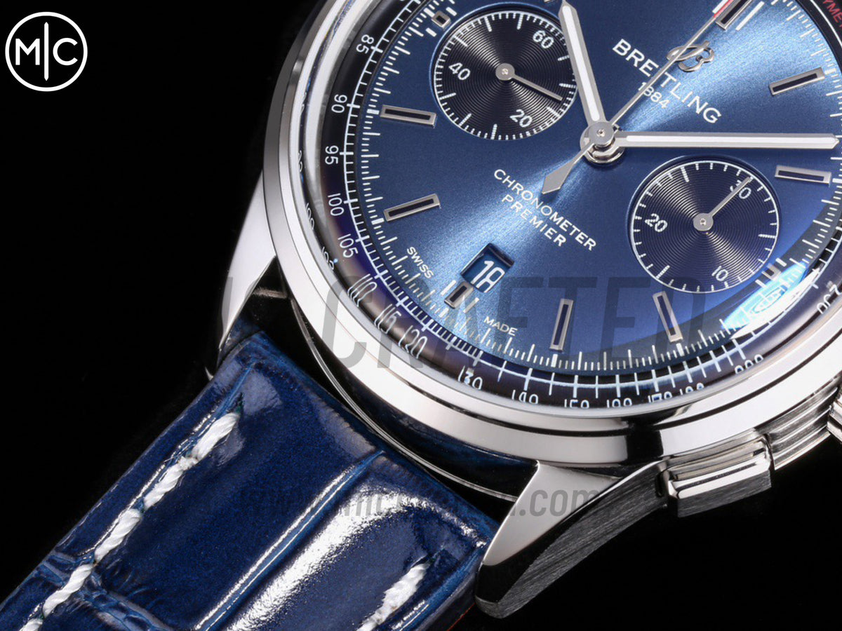 Premier B01 Chrono SS 42mm 藍色/黑色錶盤配藍色皮革錶帶 – Premium Edition