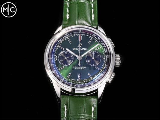 Premier B01 Chrono SS 42mm 綠色錶盤配綠色皮革錶帶 – Premium Edition