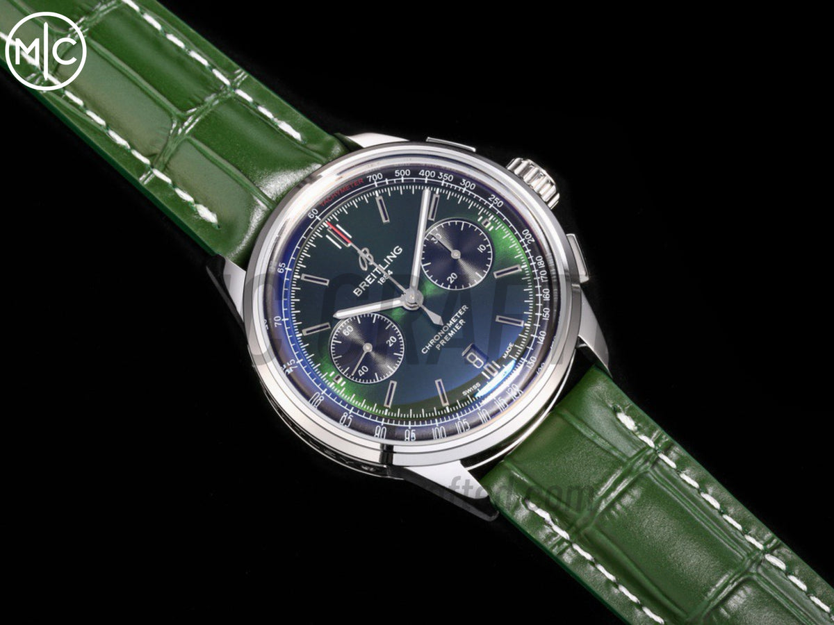Premier B01 Chrono SS 42mm 綠色錶盤配綠色皮革錶帶 – Premium Edition