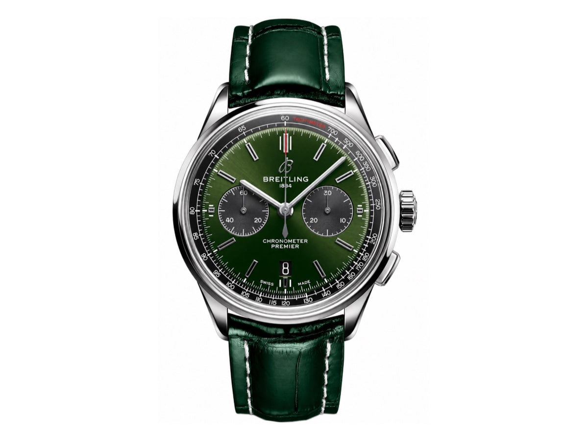 Premier B01 Chrono SS 42mm 綠色錶盤配綠色皮革錶帶 – Premium Edition