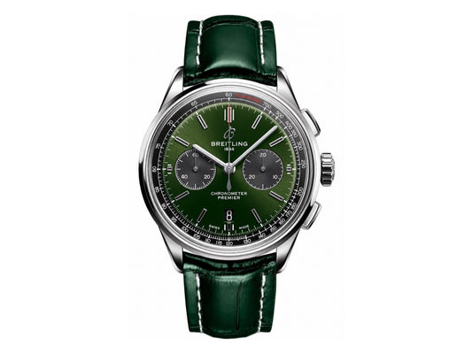 Premier B01 Chrono SS 42mm 綠色錶盤配綠色皮革錶帶 – Premium Edition