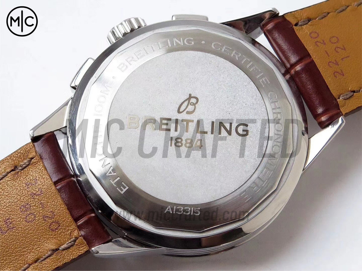 Premier Chronograph 42mm 不鏽鋼藍色錶面搭配棕色皮革錶帶 - 尊貴版