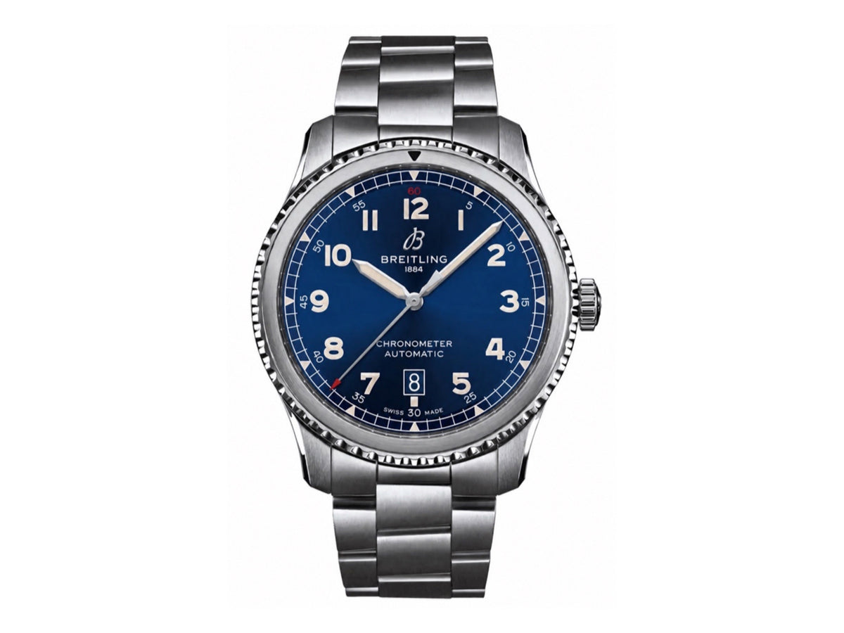 Aviator 8 41mm 藍色錶面搭配不鏽鋼錶鏈 - 尊貴版