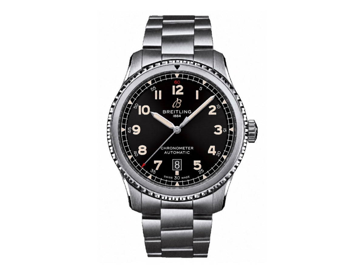 Aviator 8 41mm 黑色錶面搭配不鏽鋼錶鏈 - 尊貴版