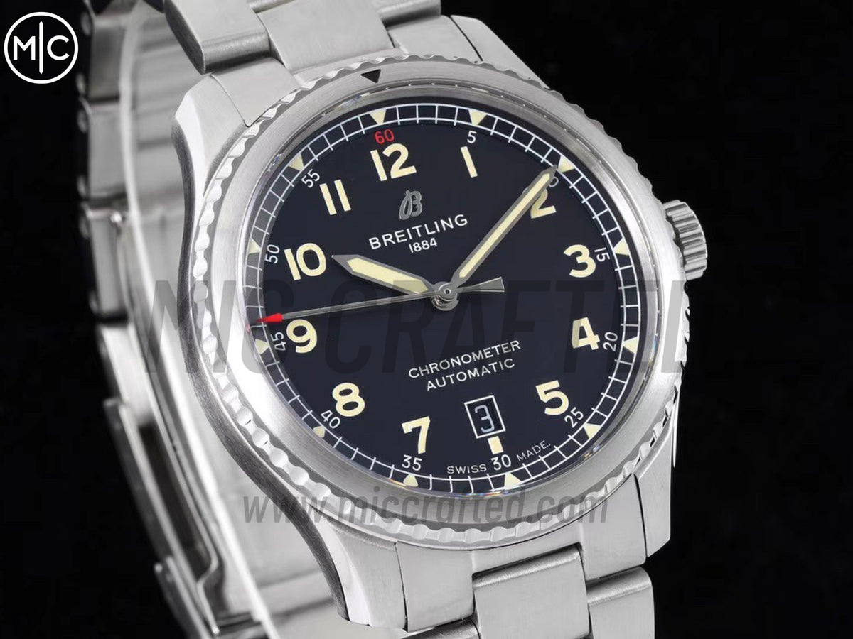 Aviator 8 41mm 黑色錶面搭配不鏽鋼錶鏈 - 尊貴版