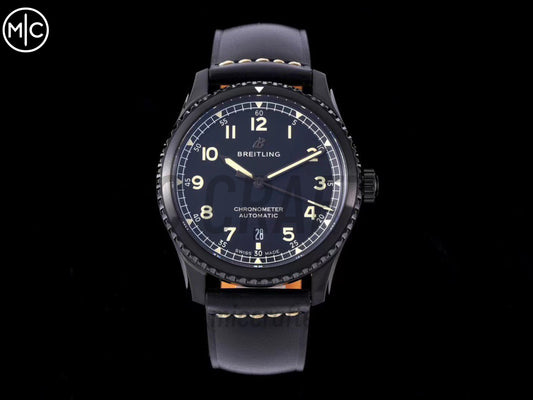 Aviator 8 41mm DLC 黑色錶面搭配黑色皮革錶帶 - 尊貴版