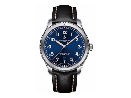 Aviator 8 41mm 藍色錶面搭配藍色皮革錶帶 - 尊貴版