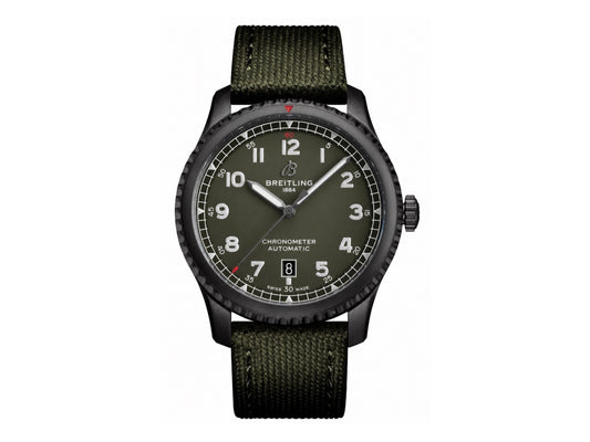Aviator 8 41mm DLC 綠色錶面搭配綠色尼龍錶帶 - 尊貴版