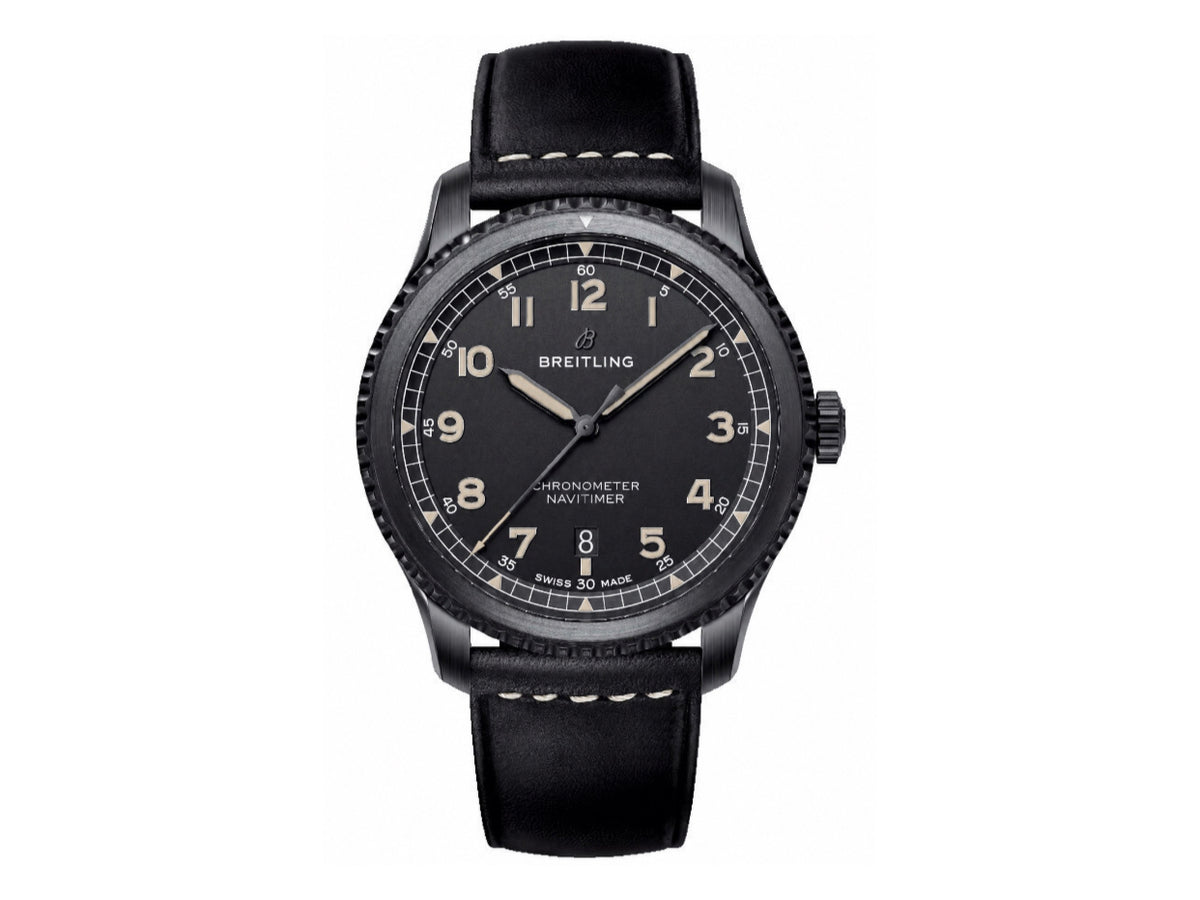 Aviator 8 41mm DLC 黑色錶面搭配黑色皮革錶帶 - 尊貴版