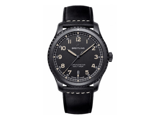 Aviator 8 41mm DLC 黑色錶面搭配黑色皮革錶帶 - 尊貴版