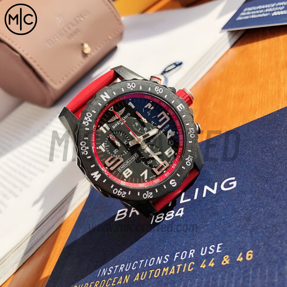 Professional Chronograph PVD Black Dial On Red Rubber Strap Swiss Quartz – Premium Edition