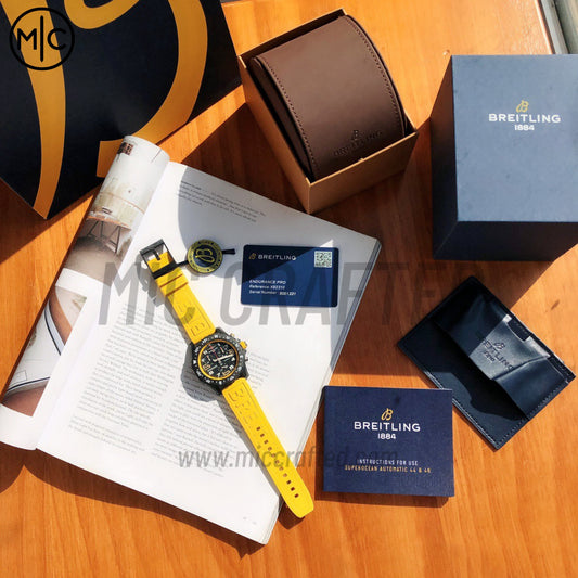 Professional Chronograph PVD Black Dial On Yellow Rubber Strap Swiss Quartz – Premium Edition