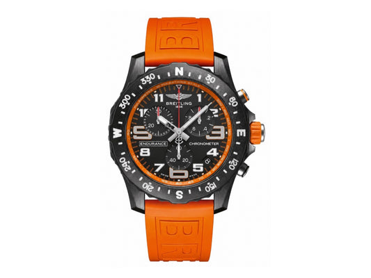 Professional Chronograph PVD Black Dial On Orange Rubber Strap Swiss Quartz – Premium Edition