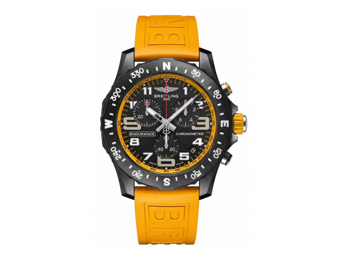Professional Chronograph PVD 黑色錶面搭配黃色橡膠錶帶 瑞士石英機芯 - 尊貴版