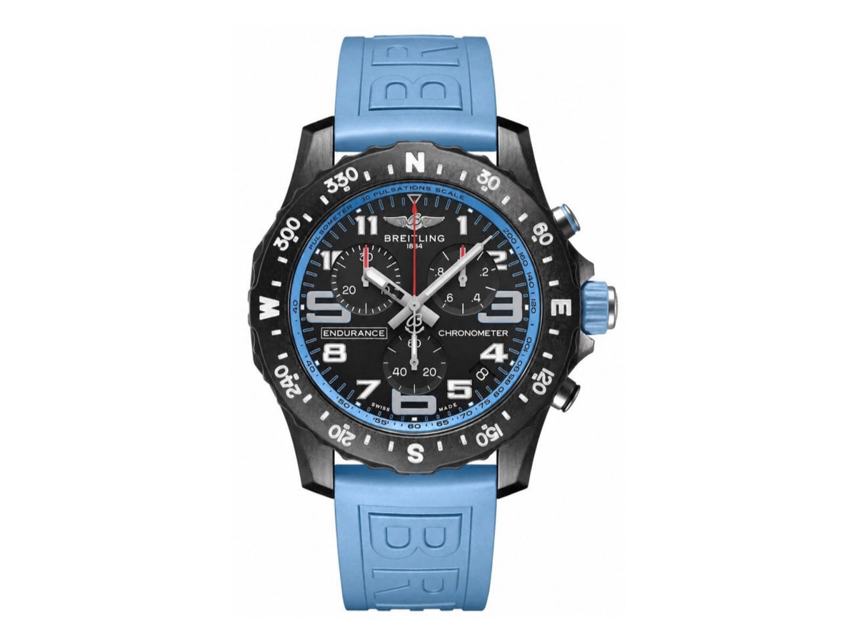 Professional Chronograph PVD 黑色錶面搭配藍色橡膠錶帶 瑞士石英機芯 - 尊貴版