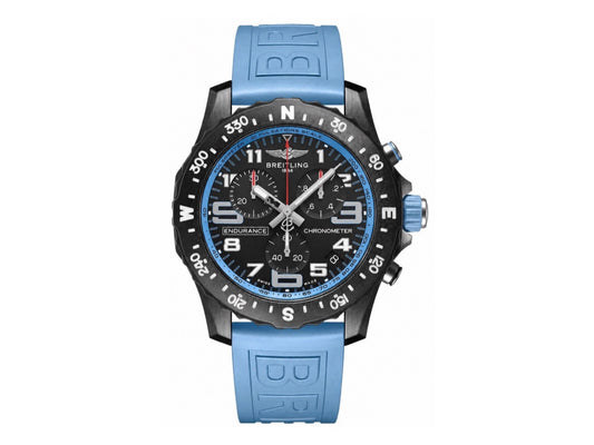 Professional Chronograph PVD Black Dial On Blue Rubber Strap Swiss Quartz – Premium Edition