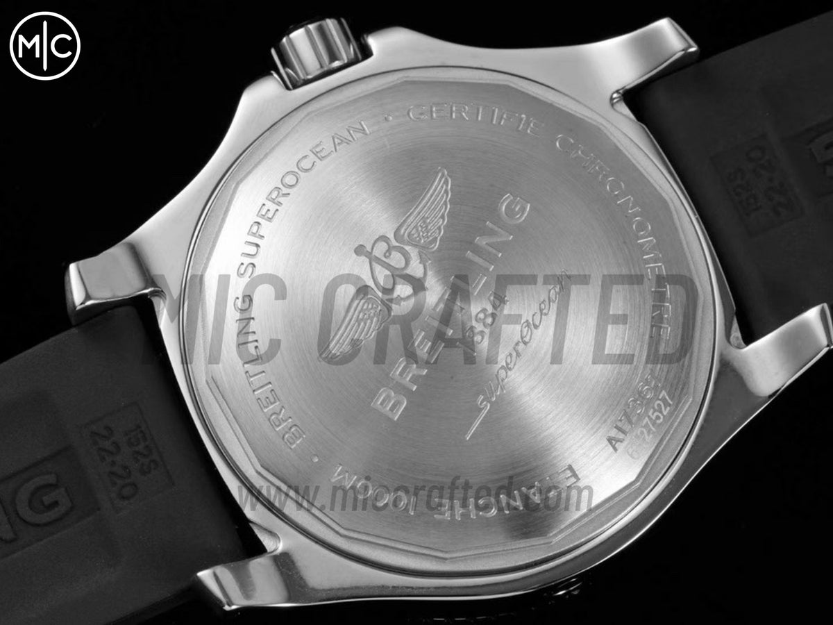 Superocean Automatic 44mm 不鏽鋼黑黃雙色錶面、黑色錶圈搭配黑色橡膠錶帶 - 尊貴版