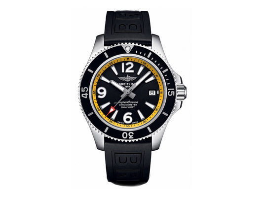 Superocean Automatic 44mm SS Black/Yellow Dial Black Bezel on Black Rubber Strap – Premium Edition