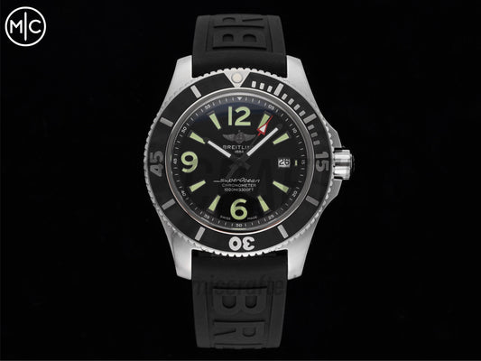 Superocean Automatic 44mm SS Black Dial Black Bezel on Black Rubber Strap – Premium Edition
