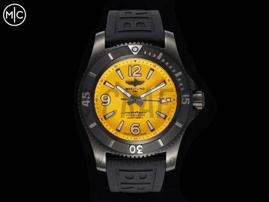 Superocean Automatic 46mm PVD Yellow Dial Black Bezel on Black Rubber Strap – Premium Edition