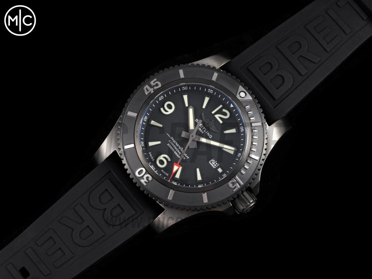 Superocean Automatic 46mm PVD 黑色錶面、黑色錶圈搭配黑色橡膠錶帶 - 尊貴版