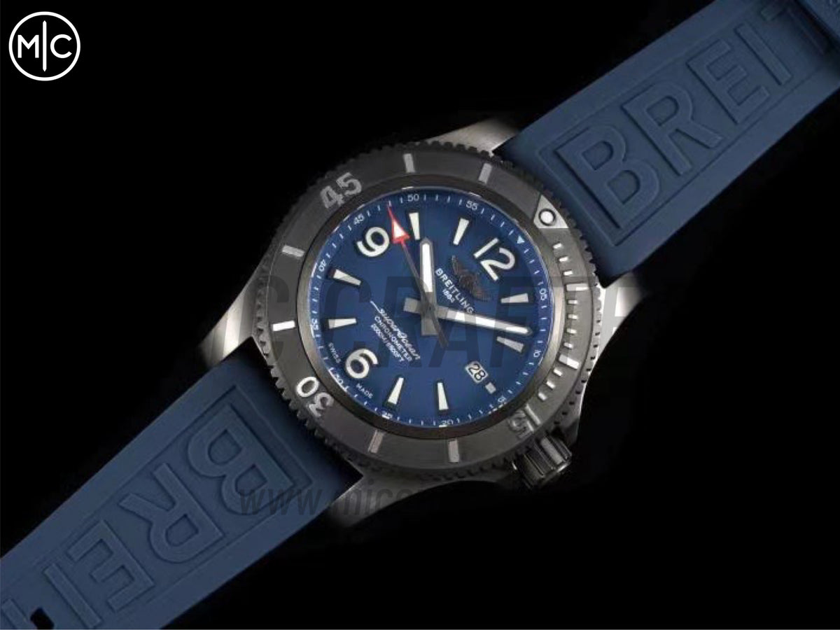 Superocean Automatic 46mm PVD 藍色錶面、黑色錶圈搭配藍色橡膠錶帶 - 尊貴版