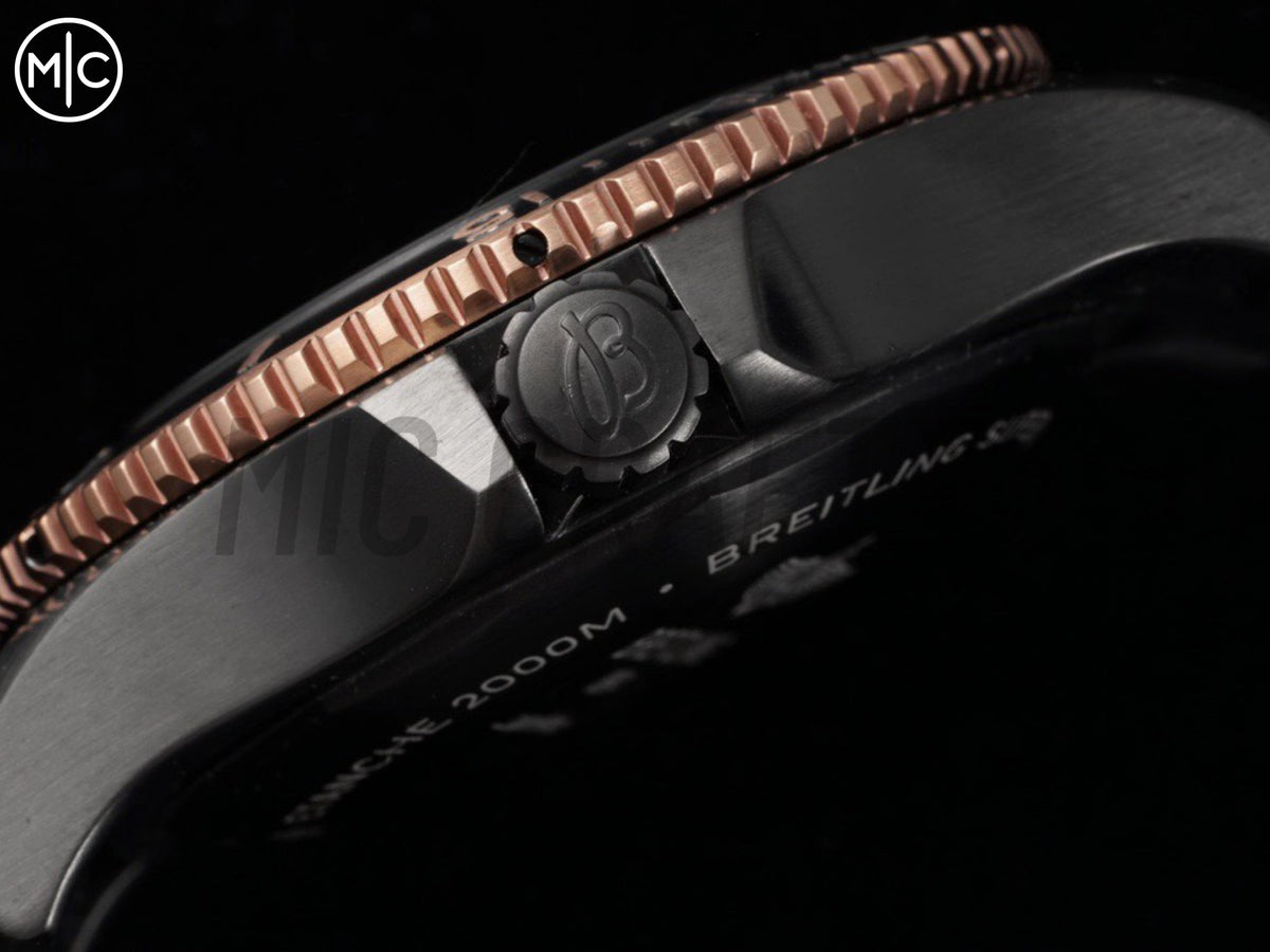 Superocean Automatic 46mm PVD 黑色錶面、玫瑰金錶圈搭配黑色橡膠錶帶 - 尊貴版