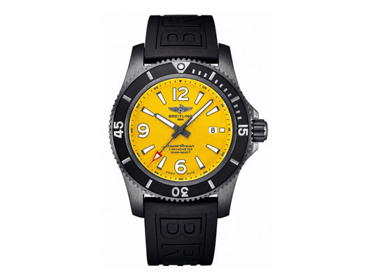 Superocean Automatic 46mm PVD Yellow Dial Black Bezel on Black Rubber Strap – Premium Edition