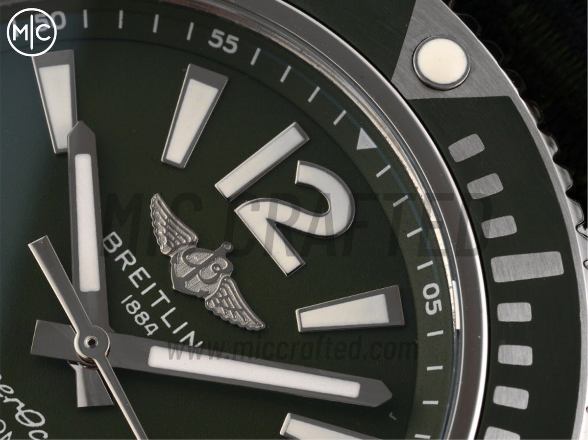 Superocean 海洋文化系列自動腕錶 44mm 不鏽鋼綠色錶盤綠色錶圈，配綠色尼龍錶帶 - 高級版