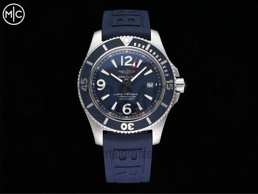 Superocean Automatic 44mm SS Blue Dial Blue Bezel on Blue Rubber Strap – Premium Edition
