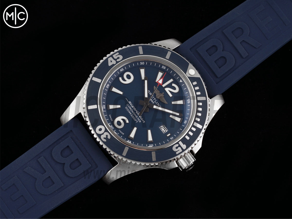 Superocean Automatic 44mm 不鏽鋼藍色錶面、藍色錶圈搭配藍色橡膠錶帶 - 尊貴版