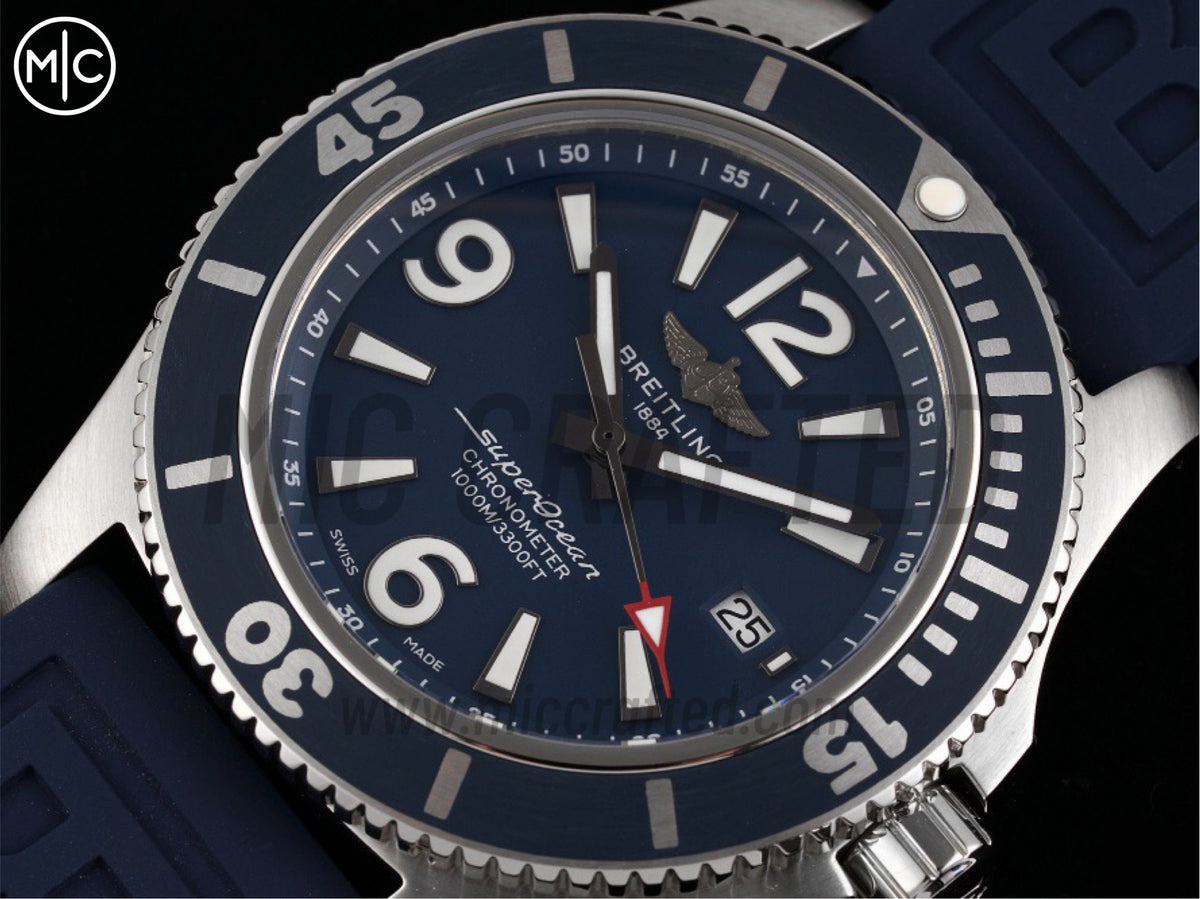 Superocean Automatic 44mm 不鏽鋼藍色錶面、藍色錶圈搭配藍色橡膠錶帶 - 尊貴版