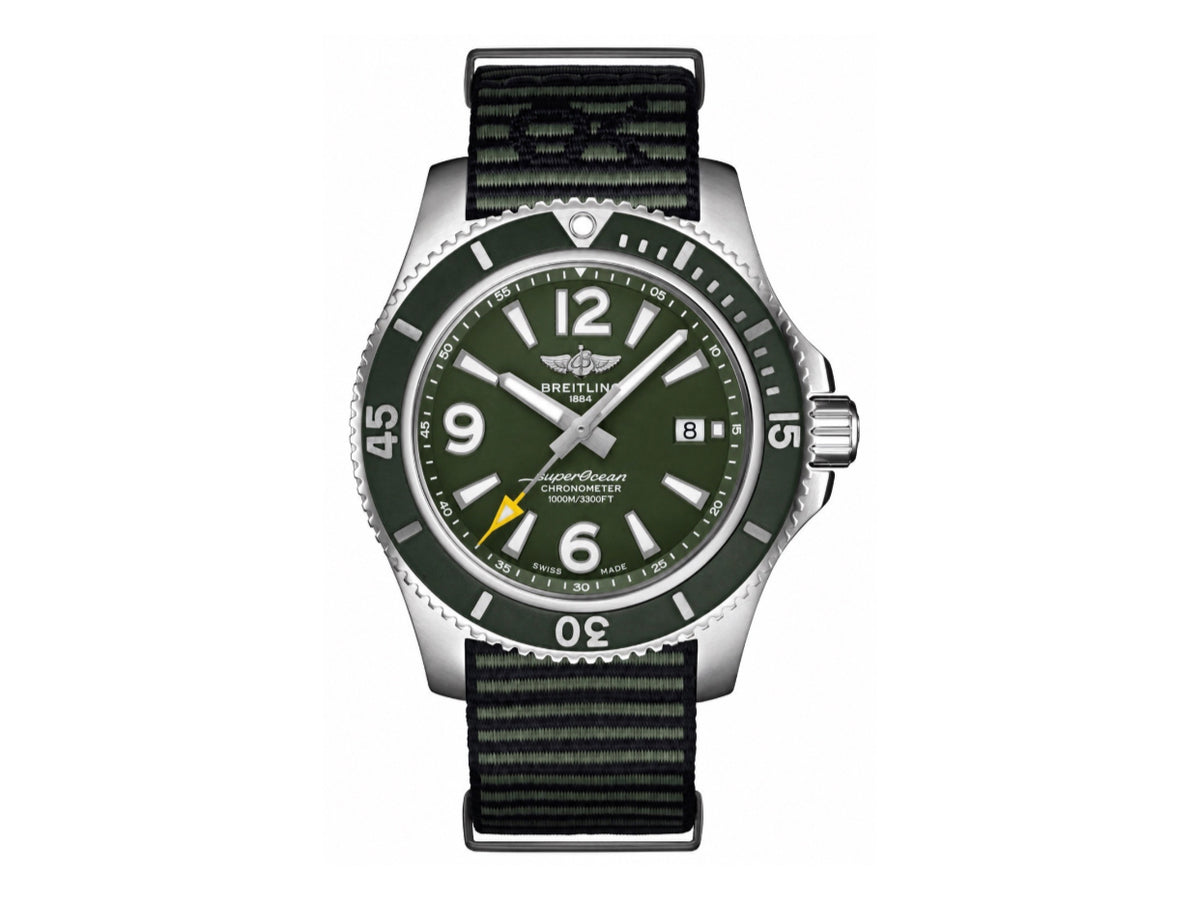 Superocean 海洋文化系列自動腕錶 44mm 不鏽鋼綠色錶盤綠色錶圈，配綠色尼龍錶帶 - 高級版