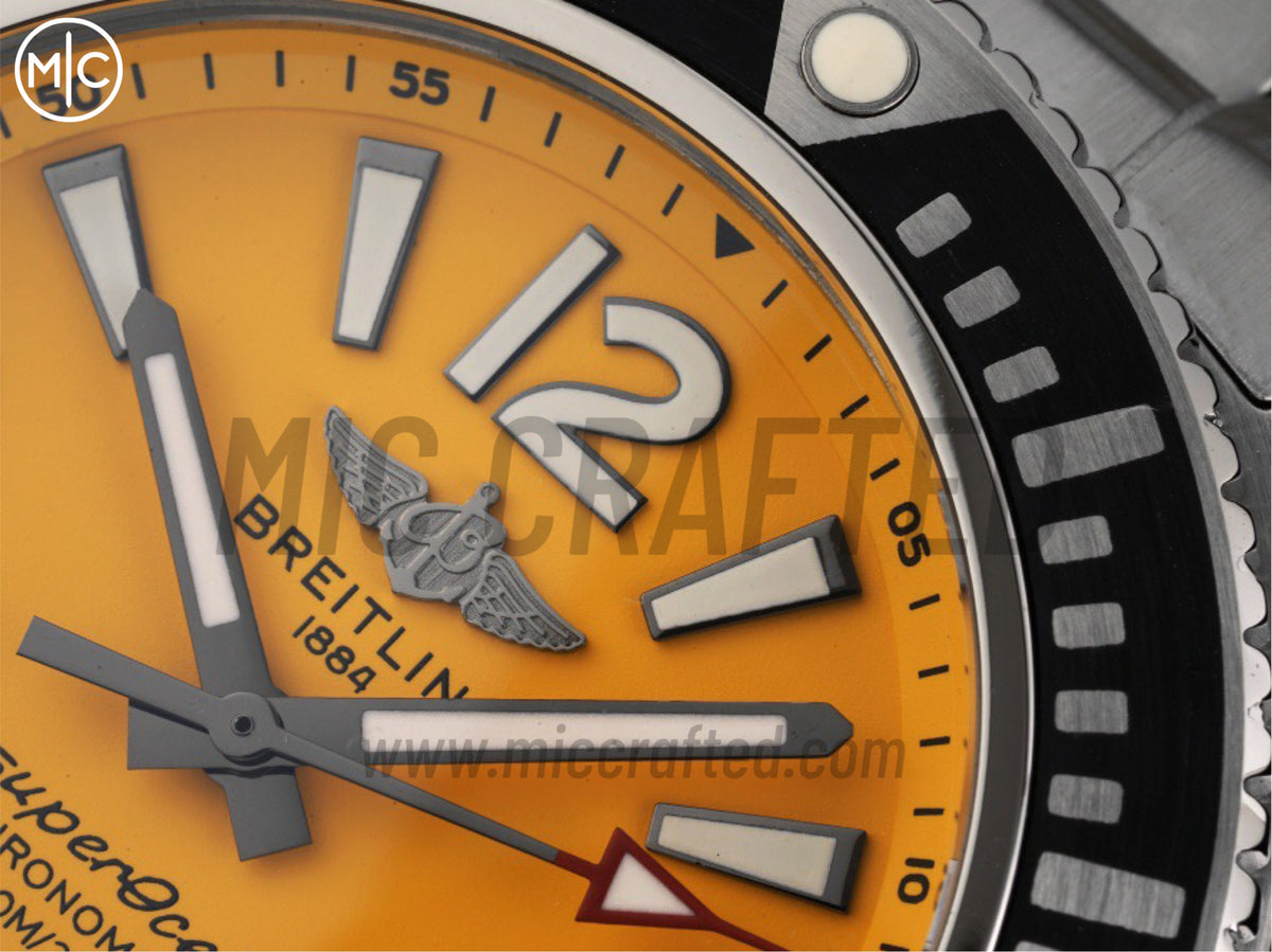 Superocean Automatic 44mm 不鏽鋼黃色錶面、黑色錶圈搭配不鏽鋼錶鏈 - 尊貴版