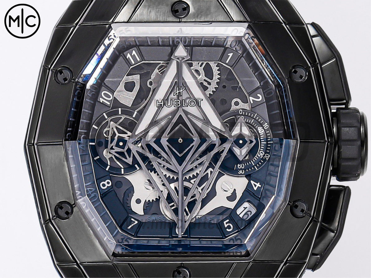 Spirit of Big Bang Sang Bleu 42mm PVD 鏤空錶盤，配黑色橡膠錶帶 - 高級版
