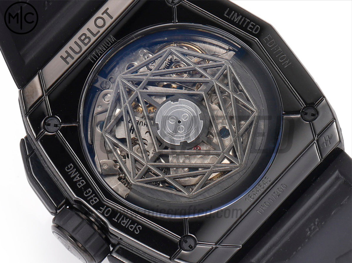 Spirit of Big Bang Sang Bleu 42mm PVD 鏤空錶盤，配黑色橡膠錶帶 - 高級版